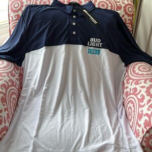 NWT Boardroom Bud Light seltzer Navy/White lightweight Golf shirt Men’s XL
